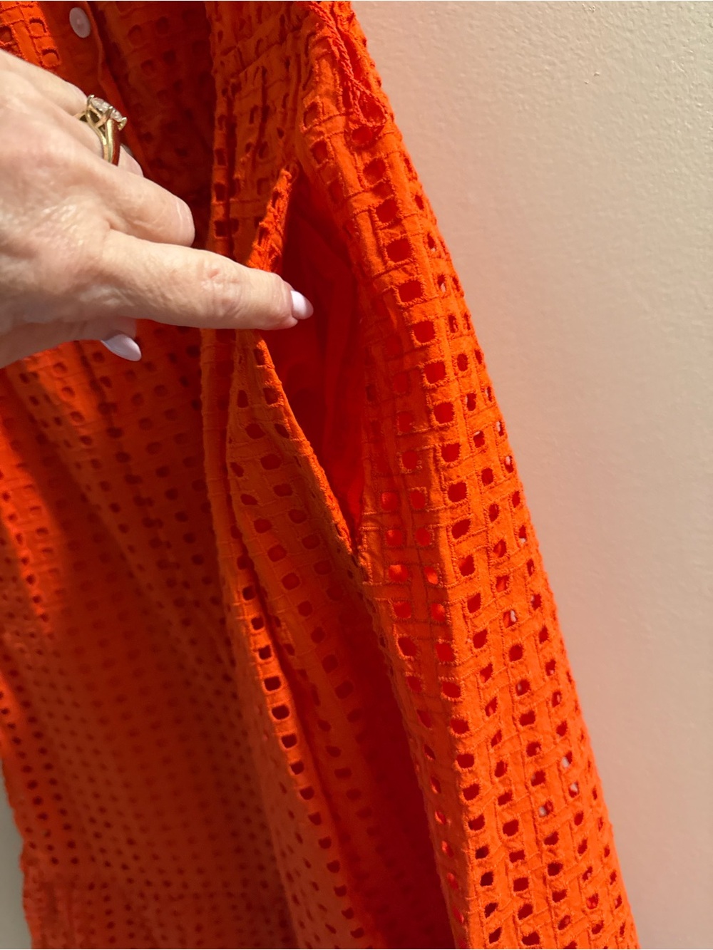 J. Crew women’s Orange Eyelet Button-Front Dress - Picture 3 of 5
